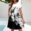 Summer Dresses For Women Beach Floral Sundress Short Sleeve Pockets Casual Tshirt Dress