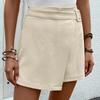 Летние женские повседневные однотонные юбки с высокой талией и шорты с поясом