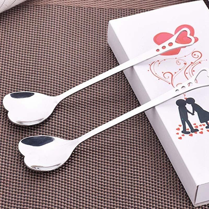 6 Pcs Stainless Steel Heart Shape Coffee Spoon Kitchen Accessories Dessert Sugar Stirring Spoons Teaspoon Dinnerware