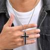 Vnox Stainless Steel Cross Pendant Necklace for Men Boys, Turquoise Black Onyx Tiger Eye Cross Box Chain Valentines Day Gifts