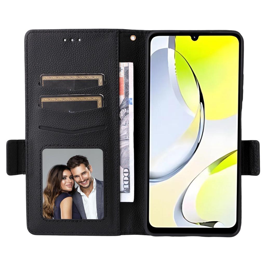 Чехол для ZTE Blade A36/nubia A36 с ремешком на запястье, текстура личи, ПУ кожаный чехол-кошелек для телефона