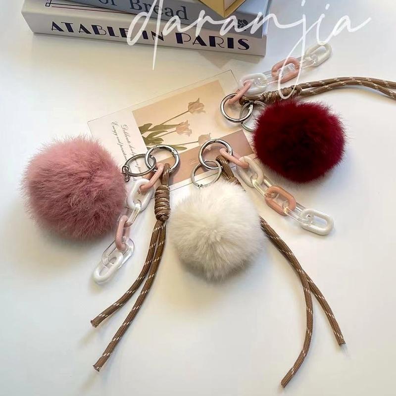 Пушистый леопардовый брелок в форме сердца, плетеная веревка, брелок для сумки, подвеска, простые универсальные аксессуары для украшения сумки