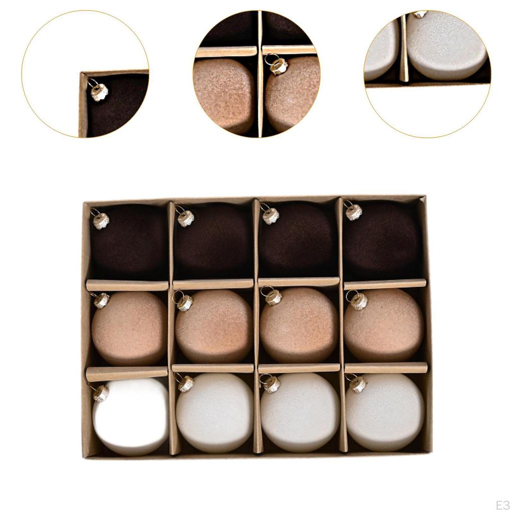 12 предметов - Украшения, Флокированные рождественские украшения, Разбитые декоративные шары