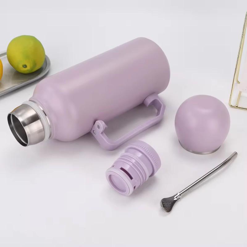 Stainless Steel Vacuum Insulated Travel Mug With Straw Spoon 1300ml Leakproof Outdoor Sports Bottle Car Office Hiking