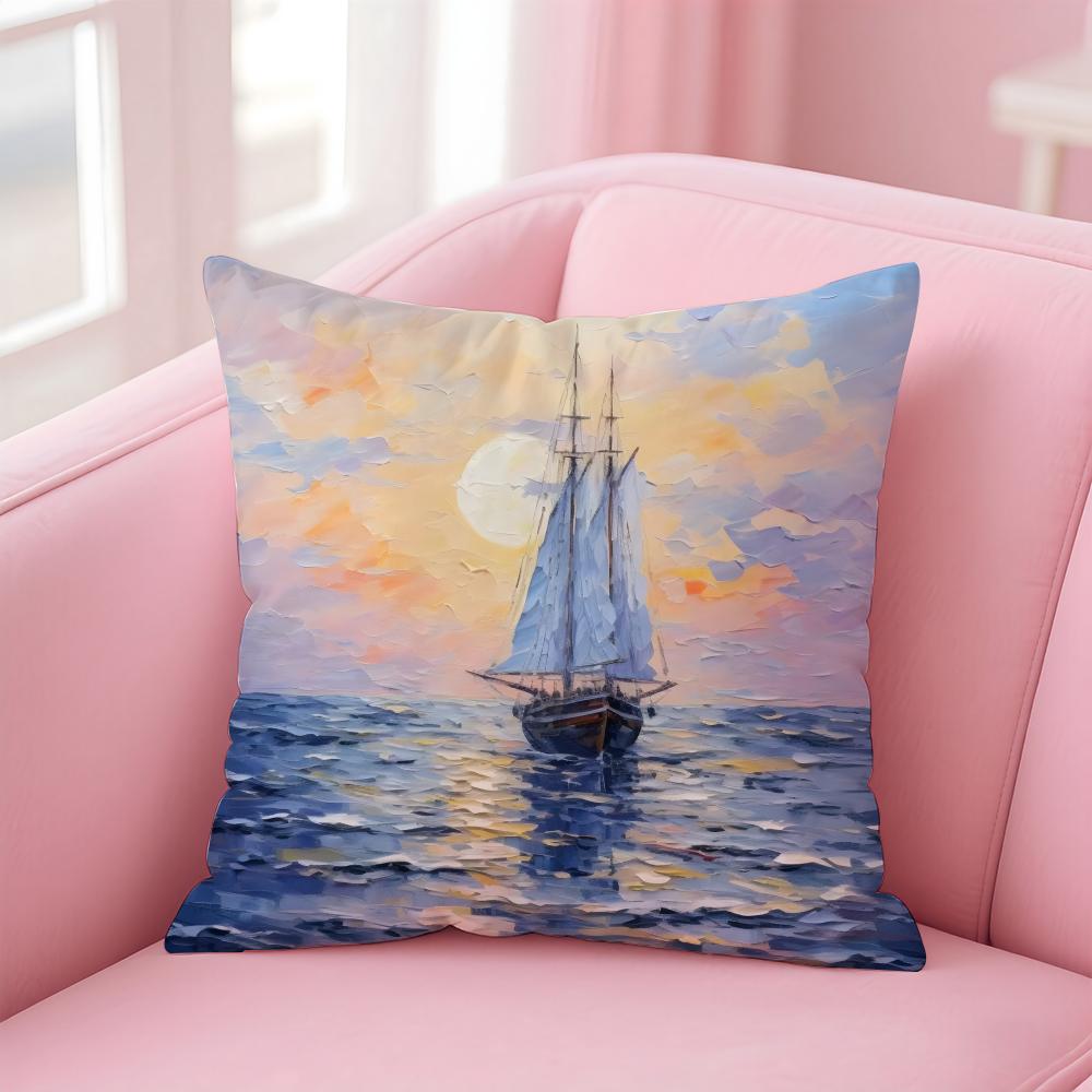 OOscarClaude Monet Cushion Cover Pillow Case Soft Skin Friendly Fabric Comfort Concealed Zipper