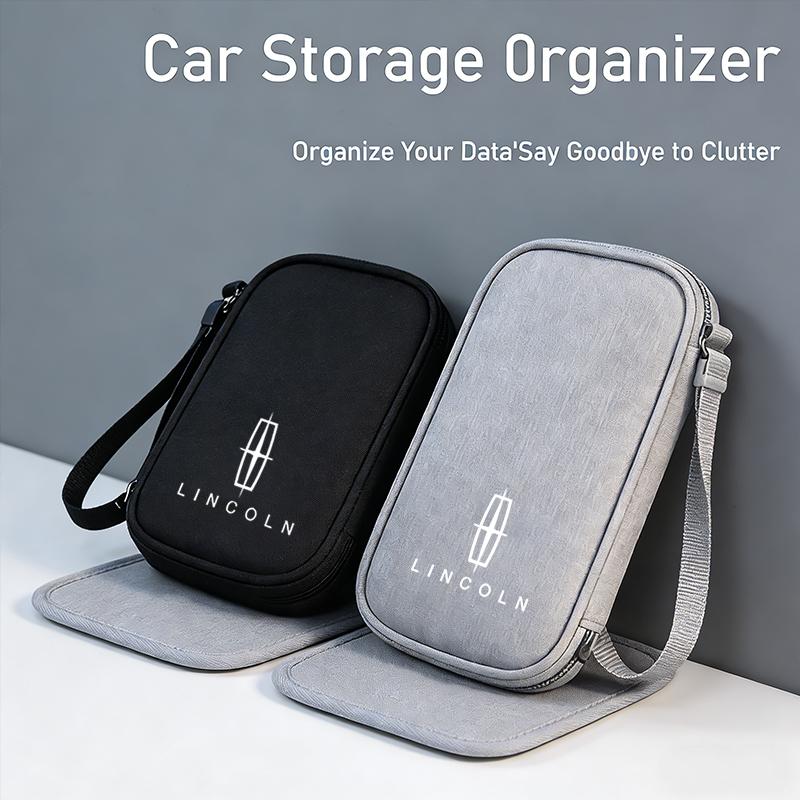Portable Car Travel Storage Bag Keys Earphone Card Pouch Auto Interiors For Lincoln Z Navigator Town-car Aviator MKZ Corsair m1
