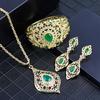 Fashion Arabic Flower Jewelry Set for Women Gold Color Wedding Earring Necklace Bangle Afrian Bride Accessories