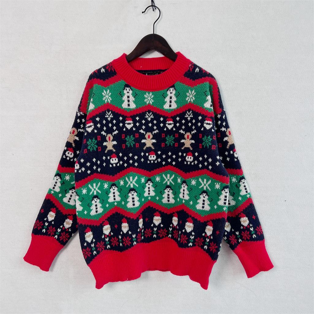 Christmas Sweater Autumn and Winter New Style Knitted Jacquard Acrylic Loose High Neck Long Sleeved Lazy Pullover New Year Sweater 3528