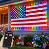 Светодиодный флаг США, 3x5 футов, погодостойкий уличный патриотический флаг с разноцветными светодиодами для украшения на 4 июля, День поминовения, День ветеранов