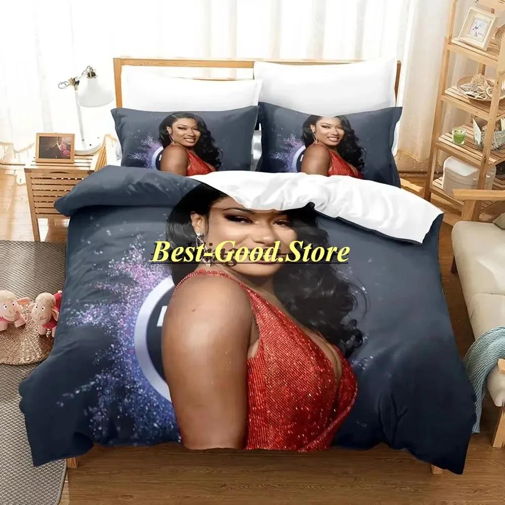 Постельное белье Megan Thee Stallion Односпальное Двуспальное С принтом С наволочкой Пододеяльник Мягкое Односпальное Двуспальное Queen Super King