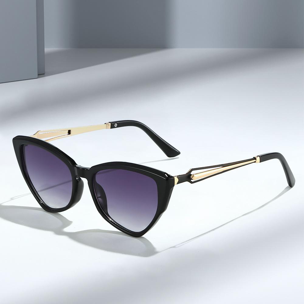 New gradual change of color cat eye sunglasses advanced sense plain face thin retro large frame glasses frame fashion glasses