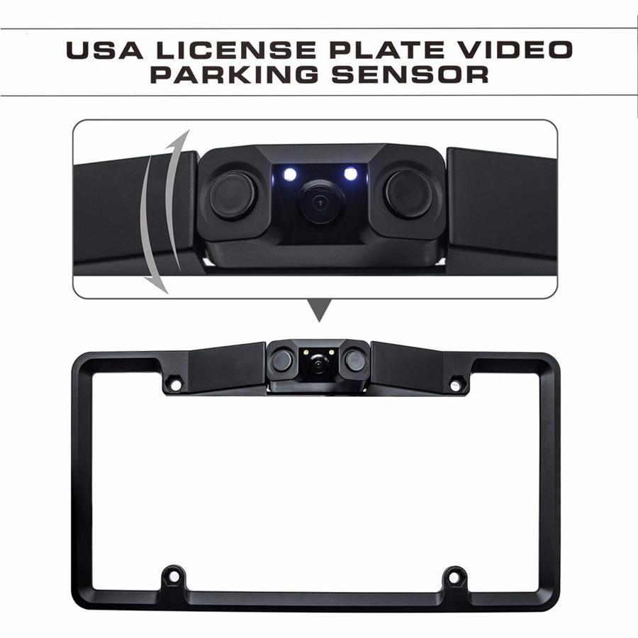 Car License Plate Frame Parking Sensor Radar Rearview Backup Camera Night View