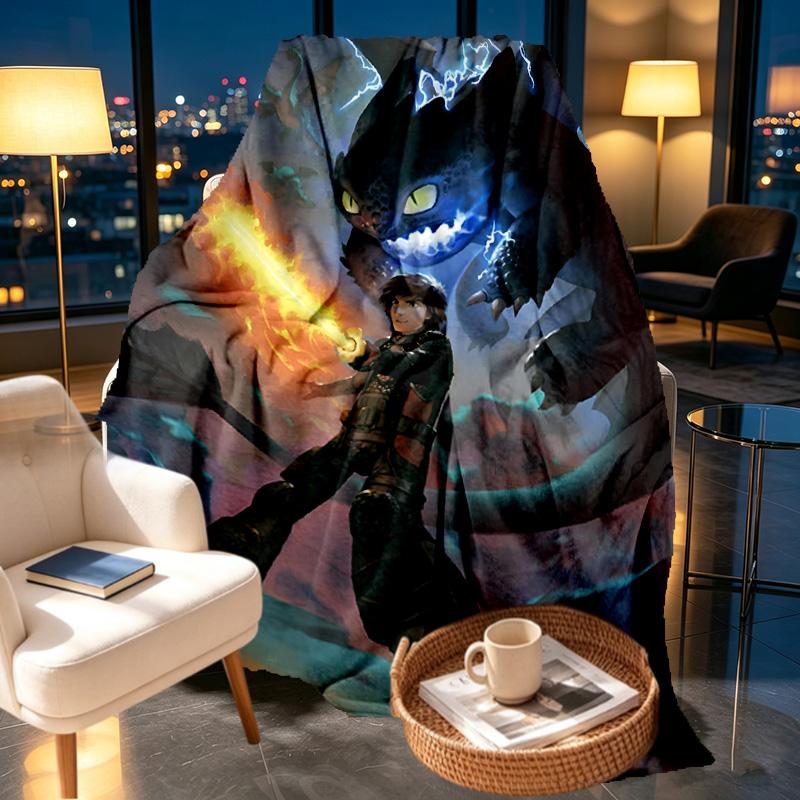 How to Train Your Dragon Print Blanket - Soft & Comfortable, for Bedroom, Travel, Sofa, Home Decoration - Birthday Christmas Gift for Friend