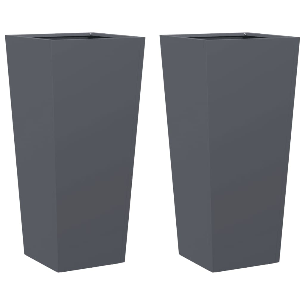 vidaXL Pflanzkübel 2 Stk. Anthrazit 35x35x75 cm Stahl