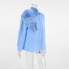 Russian fashion casual commuter shoulder sleeve design sense flower loose shirt European and American white women's shirt women