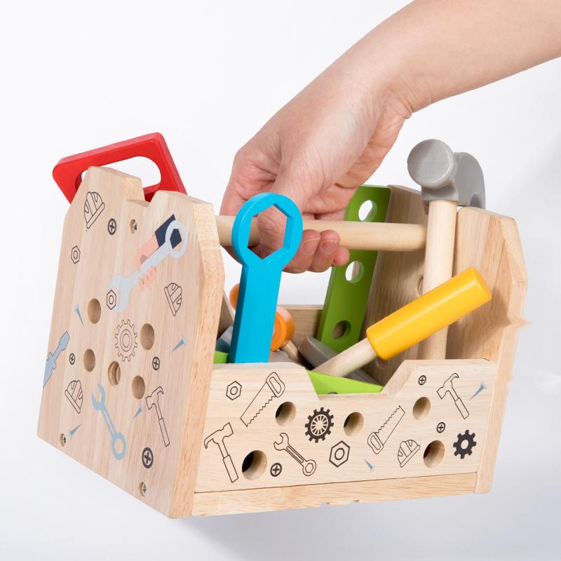 Детский деревянный ящик с инструментами Игрушка Игра в pretend Головоломка Набор для разборки Симуляция Многофункциональный Ремонтный Плотницкий Инструмент Подарок для мальчика