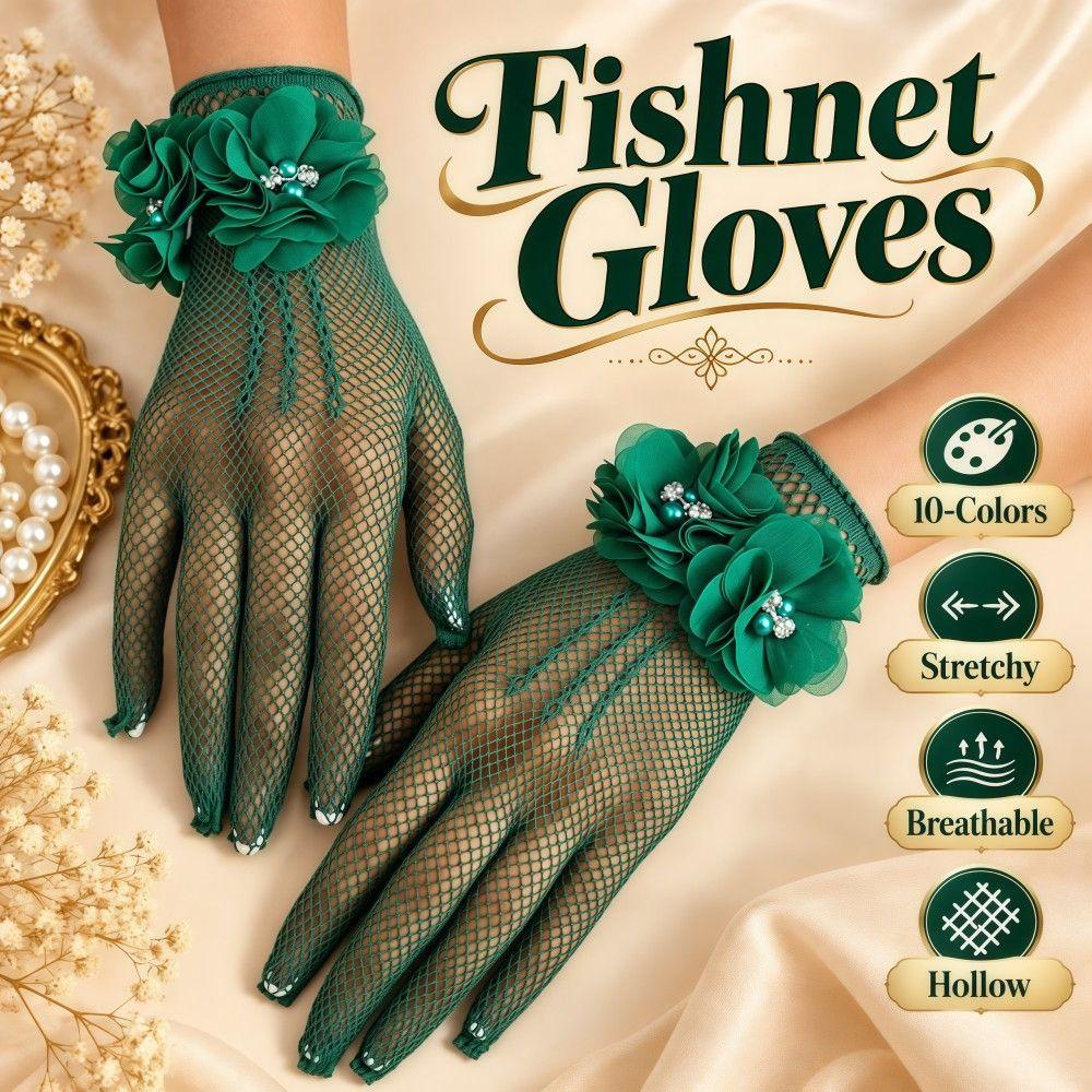 Stretchy Women Fishnet Gloves Breathable Etiquette Gloves Romantic Bridal Gloves Cosplay,Wedding