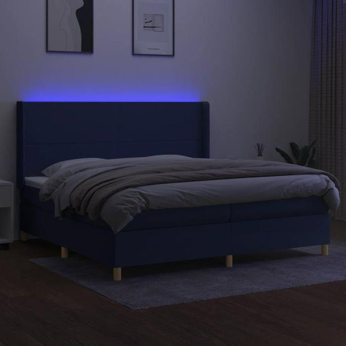 Maison Exclusive - Sommier à lattes de lit matelas et LED Bleu 200x200 cm Tissu