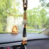 Car Pendant Wood Carved Lotus Buddha Car Rearview Mirror Pendant Decoration Auto Interior Accessories Bring Safety Luck