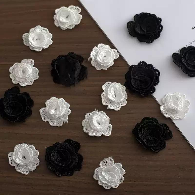 10 шт./набор Черный Белый 3D Цветок Водорастворимый Вышитый Патч Ручной работы DIY Свадебное платье Швейная Аппликация Ремесло