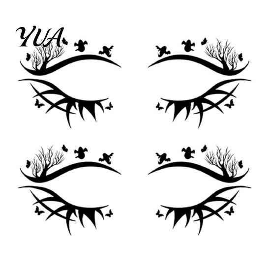 Removable Face Tattoo Stickers 2 Pairs Halloween Eye Stickers, Waterproof Temporary Decals with Pumpkin Bat Spider Web, Easy Apply Remove, Party