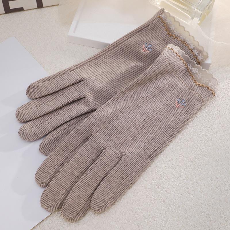 Теплые женские перчатки с узором «тысяча птиц», элегантные, для улицы, для верховой езды, холодо- и ветрозащитные, однослойные кружевные перчатки для весны и осени