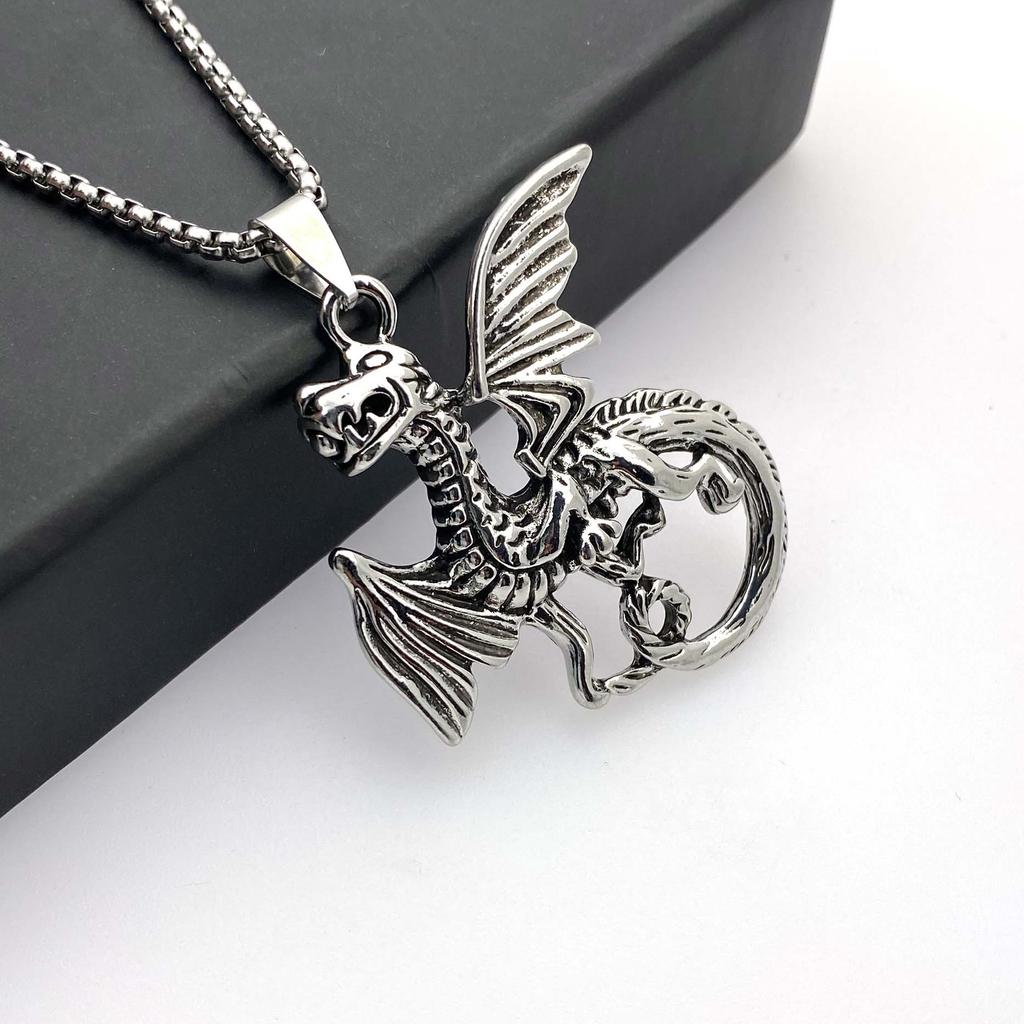 Винтажное готическое ожерелье с летающим драконом Diablo, креативное ожерелье-цепочка на шею со знаком зодиака в форме дракона, цепочка для свитера