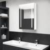 VidaXL LED Mirror Bathroom Cabinet Wall Mounted Storage Unit Medicine Cabinet Home Interior Glossy White 326501