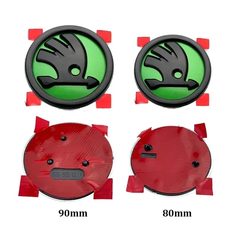 XOWS7 for Skoda 80mm 90mm Car Emblem ABS Front Hood Badge Rear Trunk Stickers Yeti Superb Kodiaq Rapid Fabia Octavia A7 RS VRS 2025