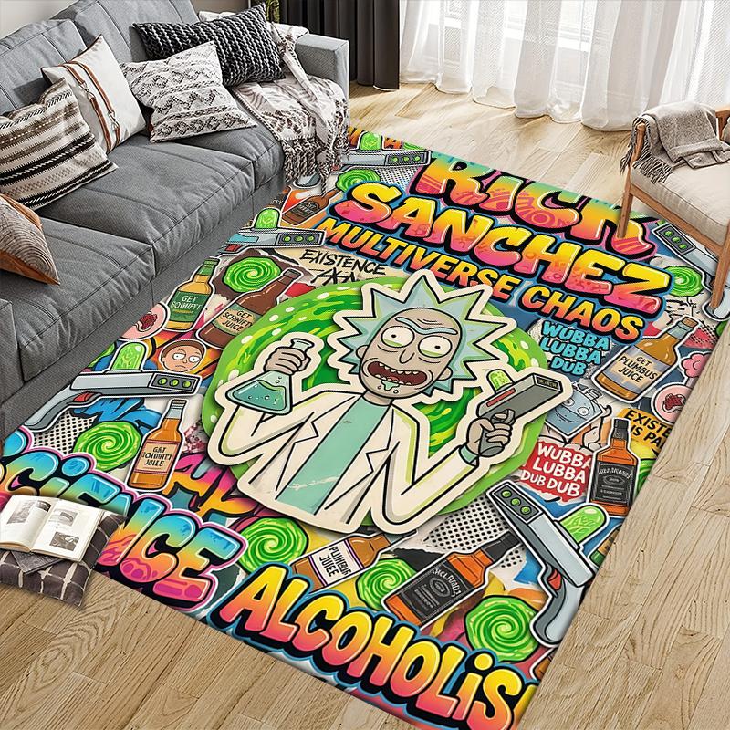 Rick Home Sofa Decoration for Living Room & Bedroom, Non‑Slip Play Flannel Floor Mat for Game Room
