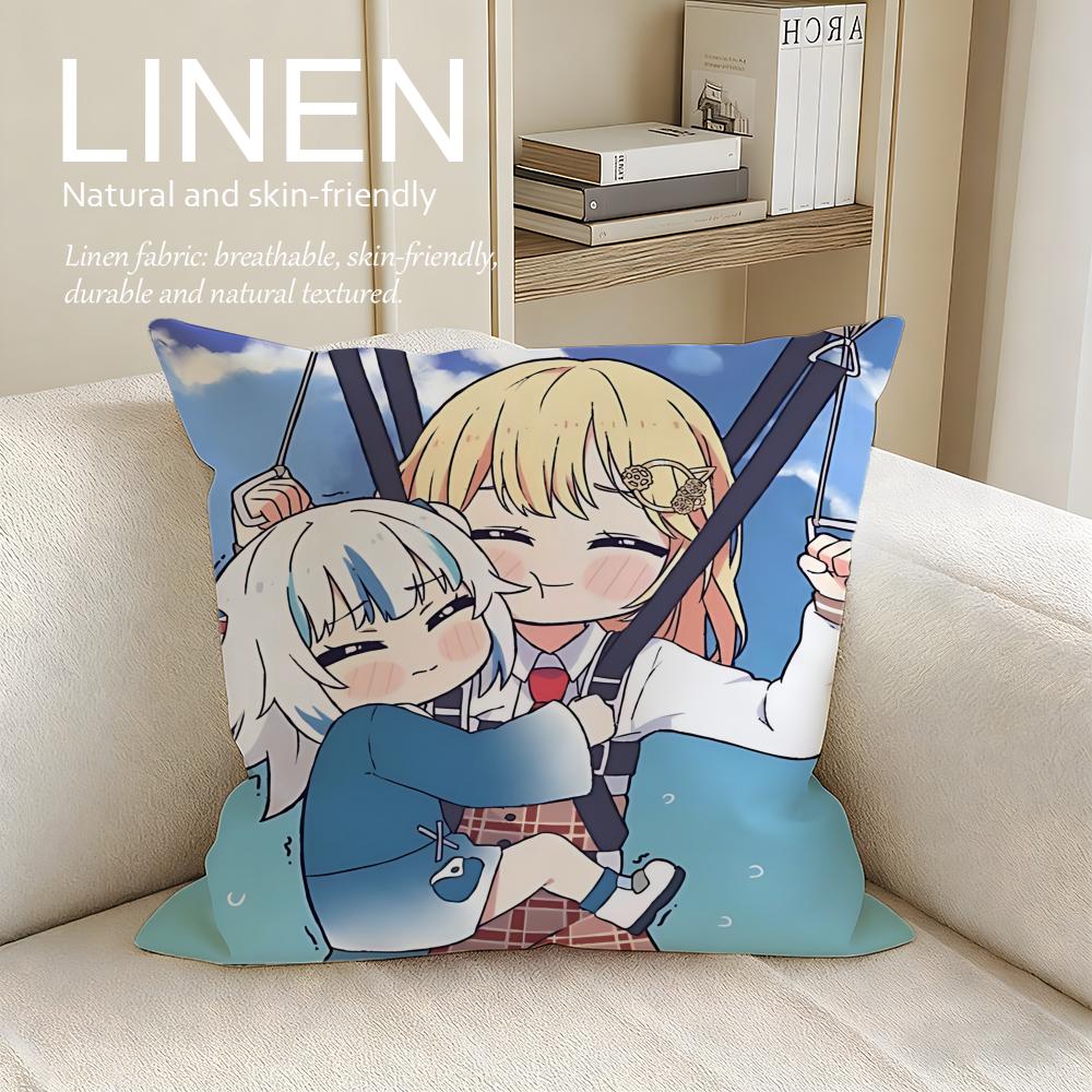 Cute Chibi Neko Cushion Cover Pillowcase Set Pcs x x Breathable Washable Sofa Cushion Cover