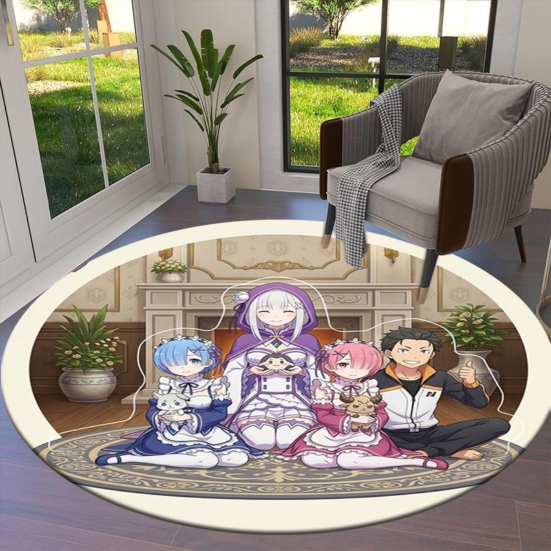 Re Zero Круглый ковер Ковер для гостиной спальни дивана игровой комнаты Декор Нескользящий коврик для пола