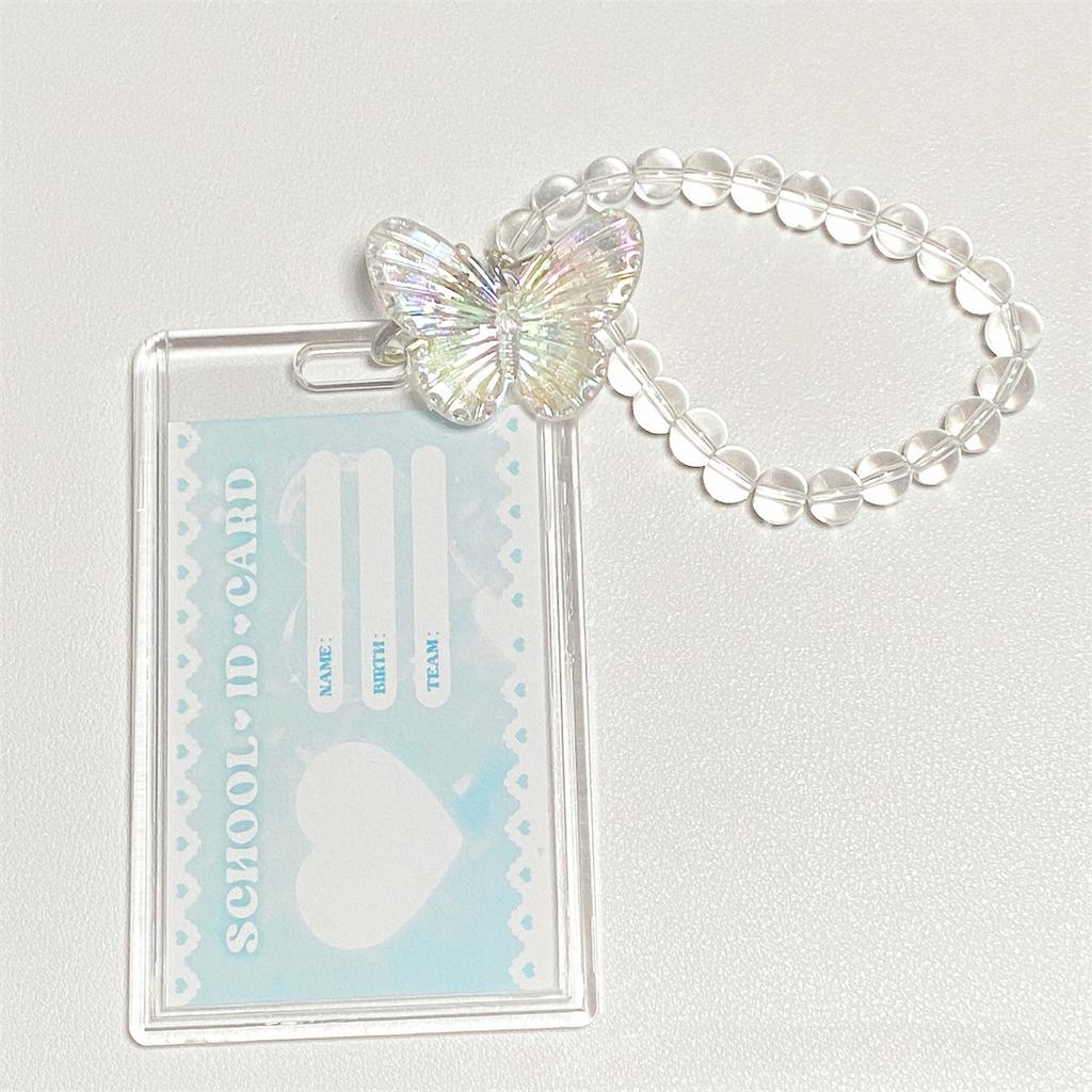 Kawaii 3-дюймовый держатель для фотокарт Kpop, акриловый кристалл, кредитный ID, держатель для фотобанковской карты, защитный чехол для автобусной карты, подвеска-брелок