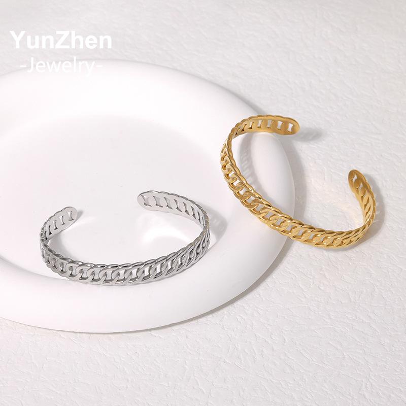 Hypoallergenic Waterproof Minimalist Adjustable Stainless Steel Bracelet 18K Gold-plated Non-fading Chain-shaped Bracelet