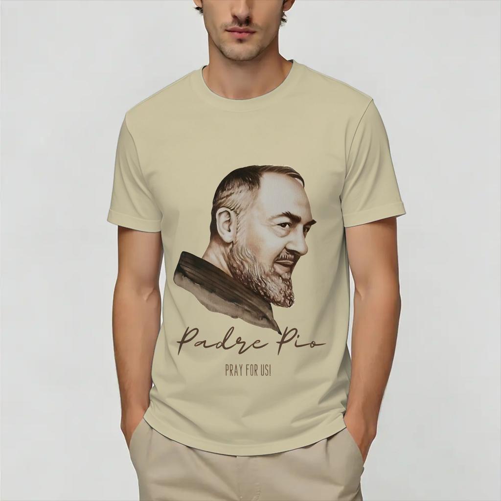 Padre Pio Unisex T Shirt Funny Tees Short Sleeve Round Neck TShirts Cotton Printed Tops