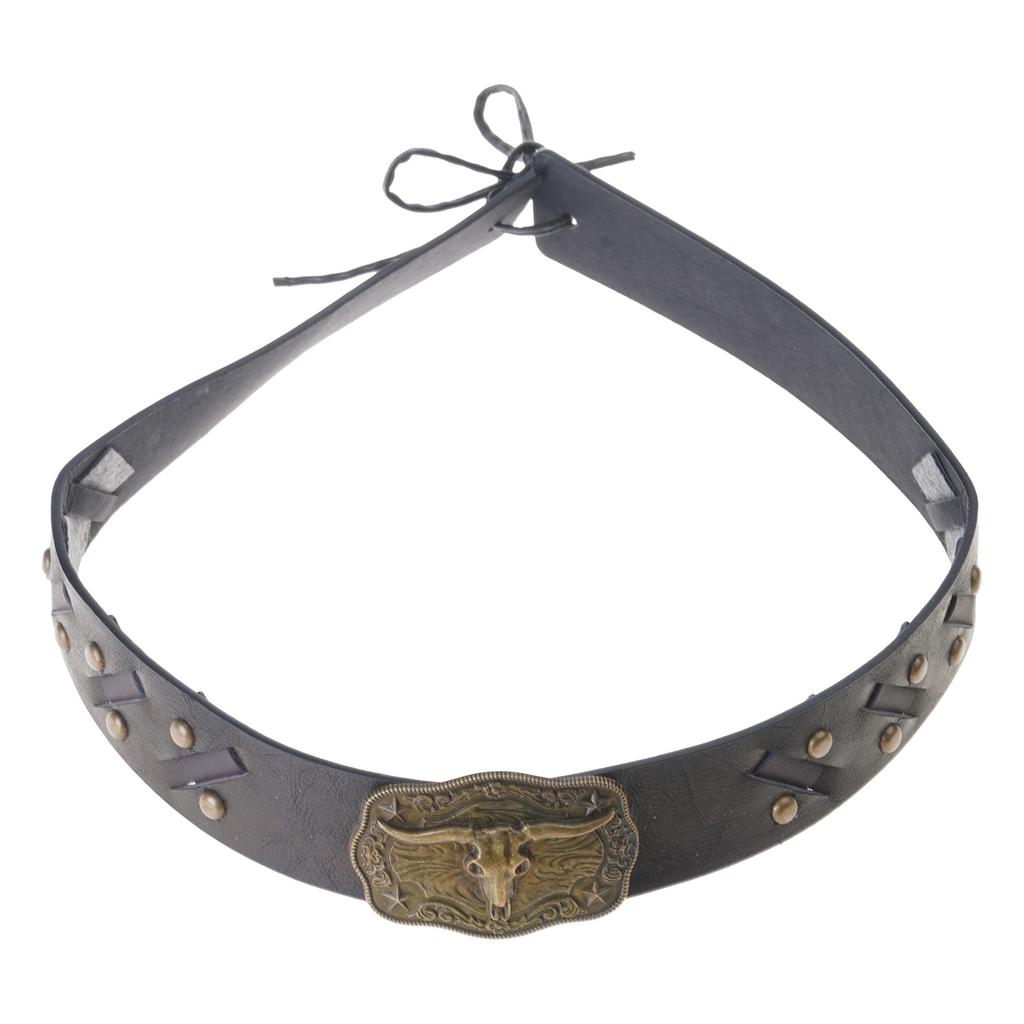 Cowboy Hat Band for Adult with Bull Head Buckle Vintage Ethnic Panama Cap Band for Women Men Fedora Hat Accessories