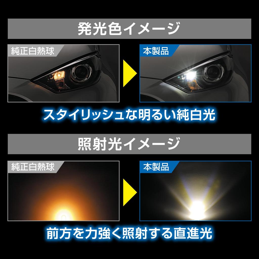 Carmate (КАРМАТЕ) Светодиодная габаритная лампа GIGA giga, совместимая с инспекцией транспортных средств, 6500K110lm, мощный прямой свет T10BW173