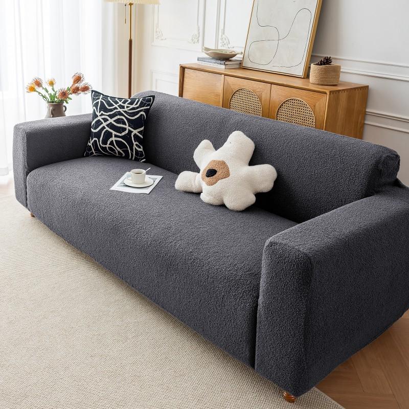 Teddy Fleece Sofa Cover Universal Thick Couch Anti Cat Scratch Full Wrap Cloth Living Room Bedroom