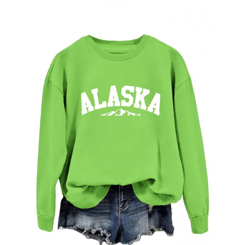Womens Oversized Crewneck Long Sleeve Sweatshirt Casual Streetwear Printed Cotton Hoodie-Free Size S-XXL