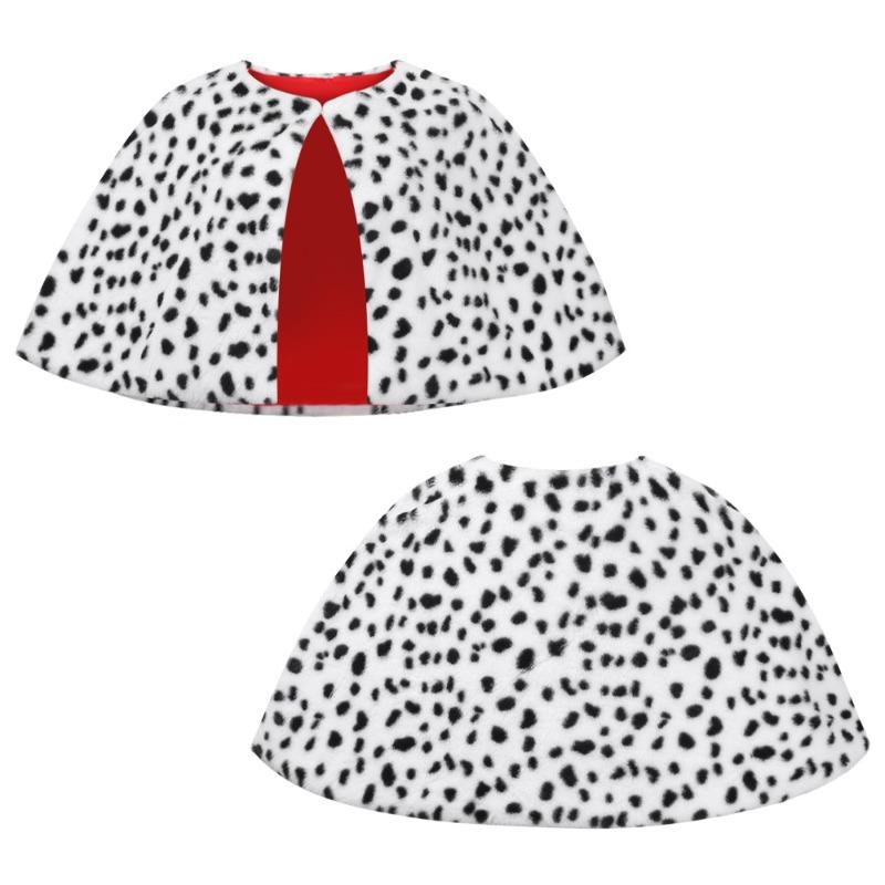 Halloween Kuila Dalmatian Leopard Shawl, Cape Black and White Witch Cape