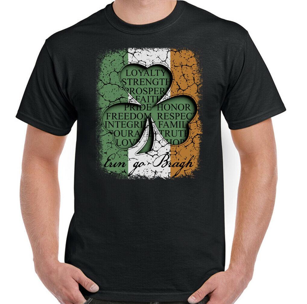IRISH T-SHIRT, St. Patricks Day Lucky Clover Ireland Flag Rugby Football Top Tee