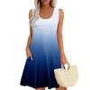 Женские летние платья, свободные сарафаны без рукавов с U-образным вырезом и карманами