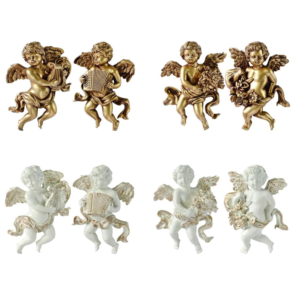2x Angel Statue Figurines Cherub Wall Sculpture for Barchurch Dining Room