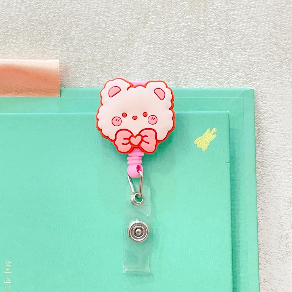 Bear Rabbit Retractable Badge Holder Cartoon Animals Easy Pull Buckle Doctor Students