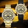 Часы с календарем и фазами Луны, водонепроницаемые, из нержавеющей стали, золотые, наручные часы, уникальные, мужские, автоматические, механические часы