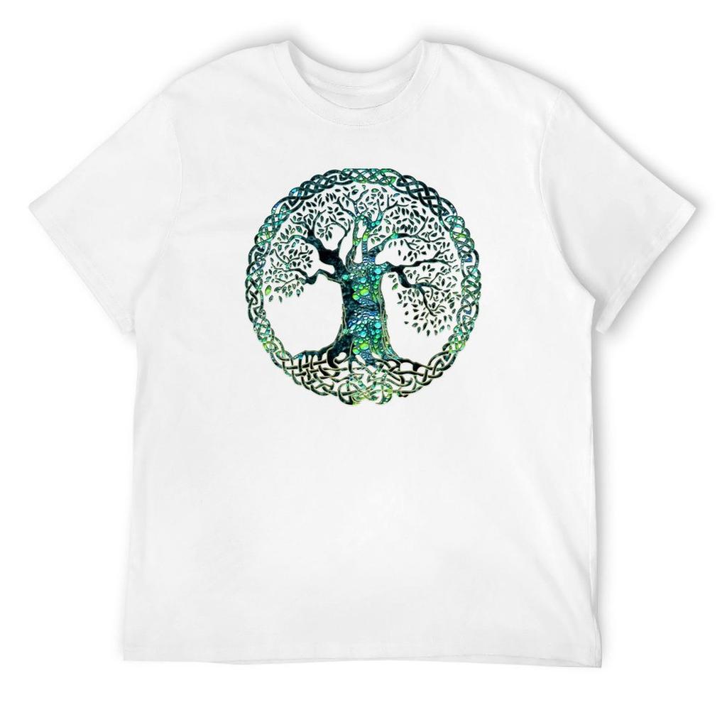 КЕЛЬТСКИЙ УЗЕЛ ДЕРЕВО ЖИЗНИ - утренняя роса Футболка корейская мода быстросохнущая винтажная одежда Эстетичная одежда футболки для мужчин