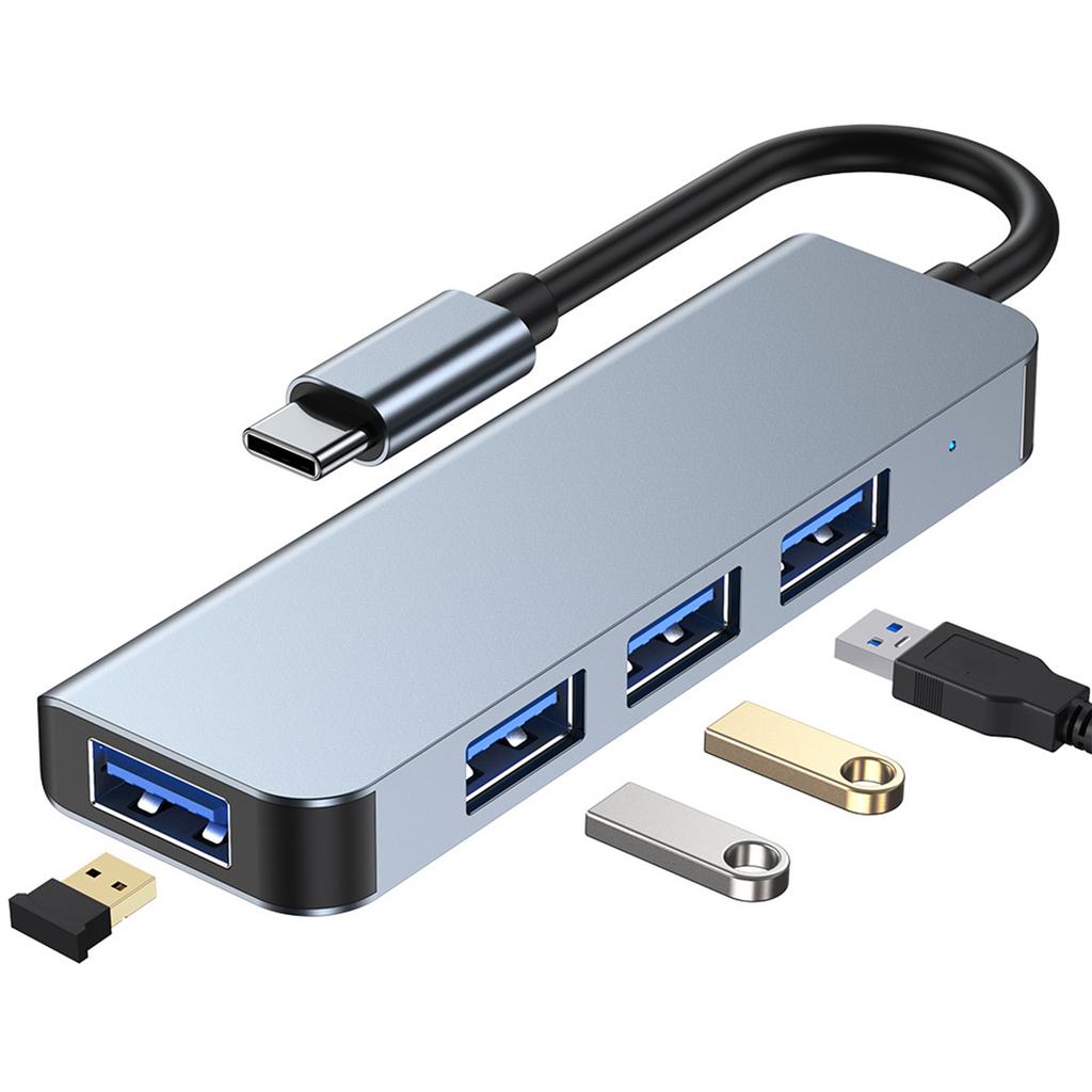 Концентратор USB Type-C на 4 порта, множественная защита, Plug and Play, USB-разветвитель с алюминиевым сплавом