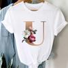 Woman Tshirts 26 Letter Customization T-Shirt Ladies Fashion Top Female Tees Casual T Shirt Summer Short Sleeve Femme