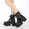 7.5cm  Big Size 43 Platform Chunky Heel Zipper Goth Motorcycle Boots Women Black Fashion Punk Cool Combat Ladies Shoes