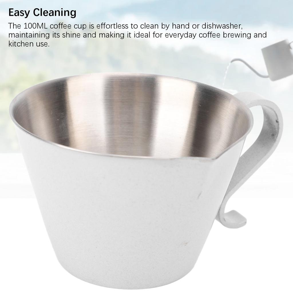 Мерный стакан из нержавеющей стали Двойная шкала V-образный носик 100 мл Молочник для взбивания молока Чашка для кофейного шота